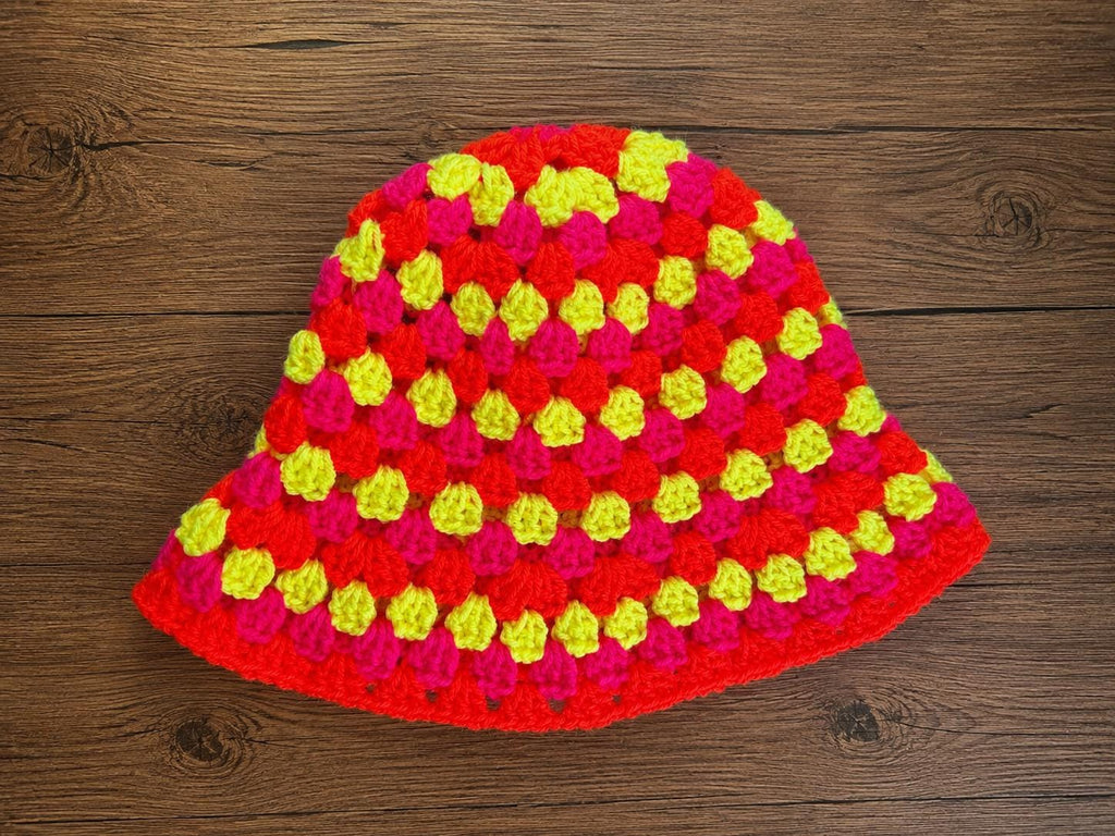 Handmade Crochet Bucket Hat | Orange / Yellow  | Festival Fashion
