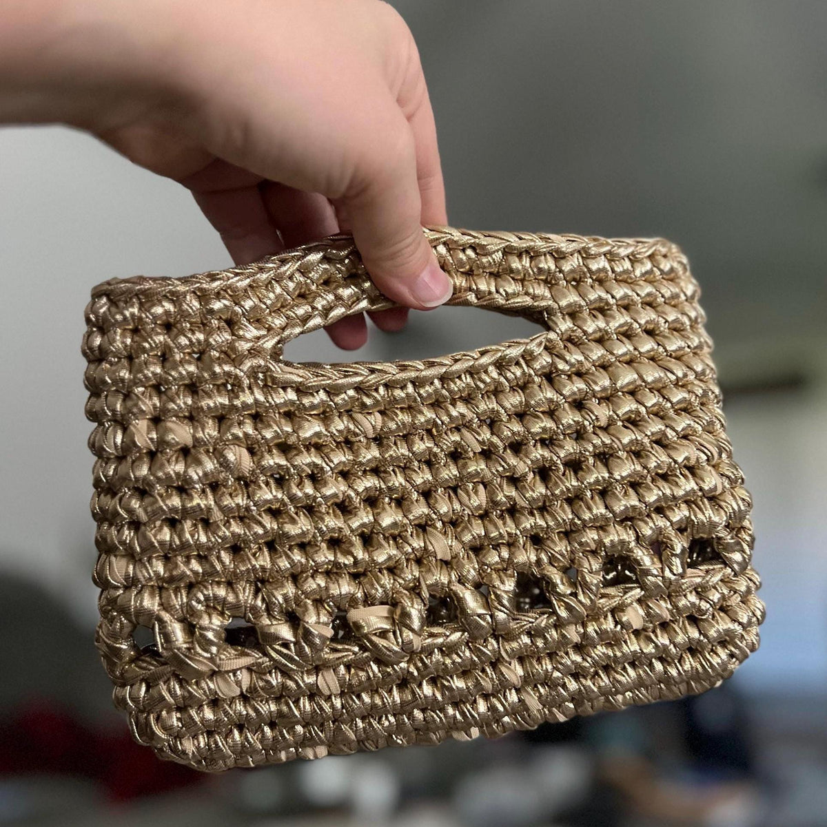 Crochet Gold Handbag | Mini Purse