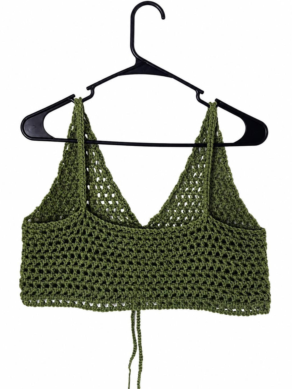 Olive Green Crochet Halter Top | Tie Front Festival Bralette, Boho Summer Style
