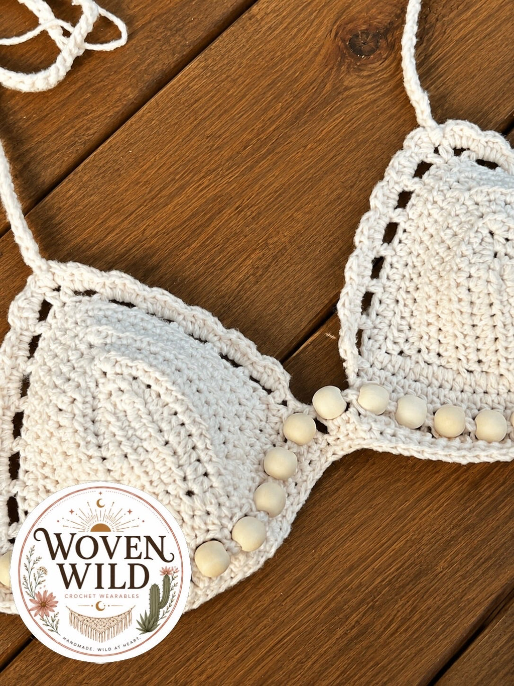 Ivory Beaded Crochet Bralette
