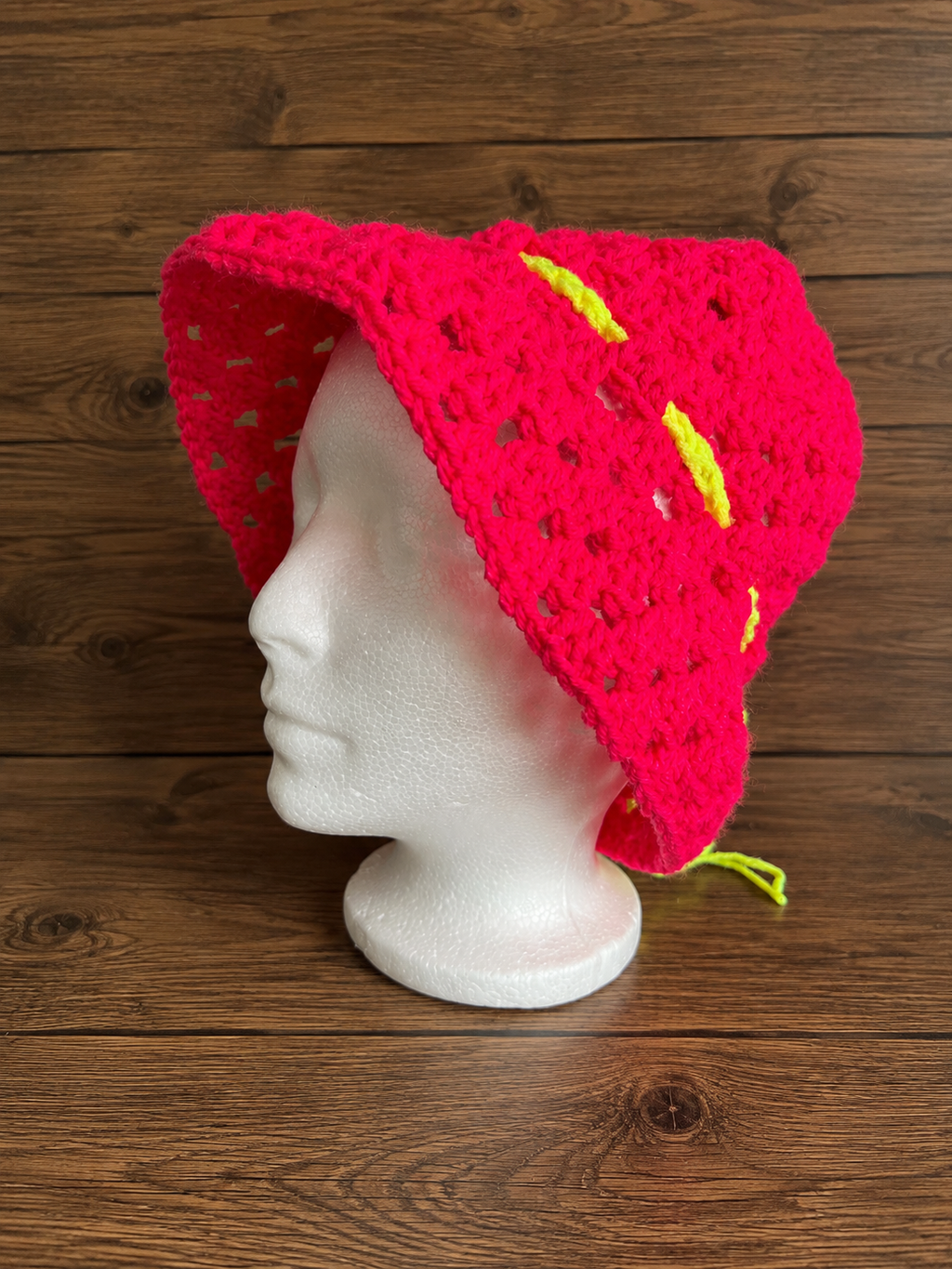 Neon Crochet Granny Square Bucket Hat