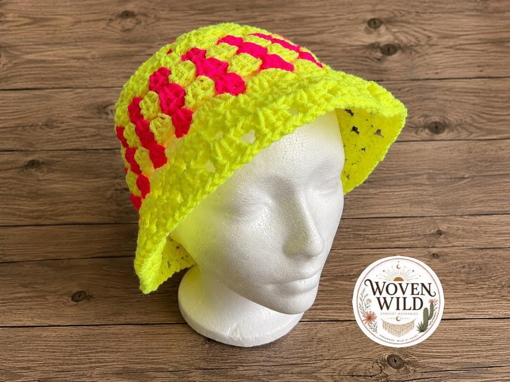Neon Crochet Bucket Hat