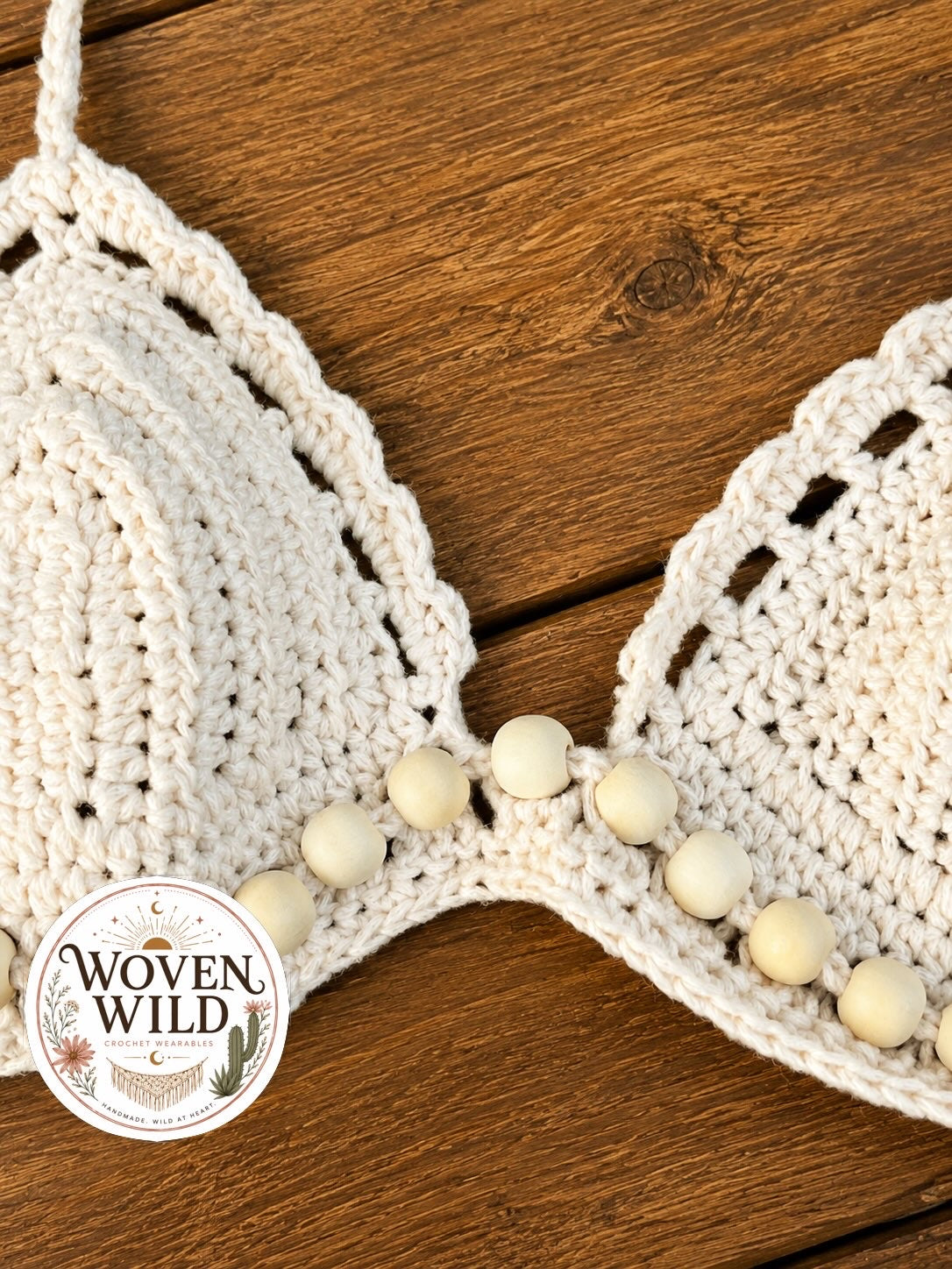 Ivory Beaded Crochet Bralette