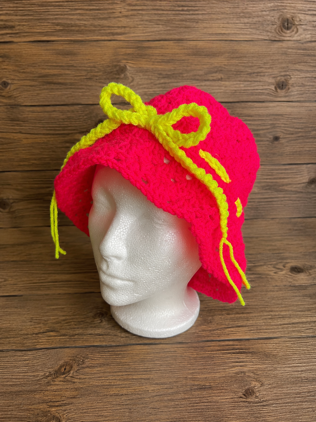 Neon Crochet Granny Square Bucket Hat