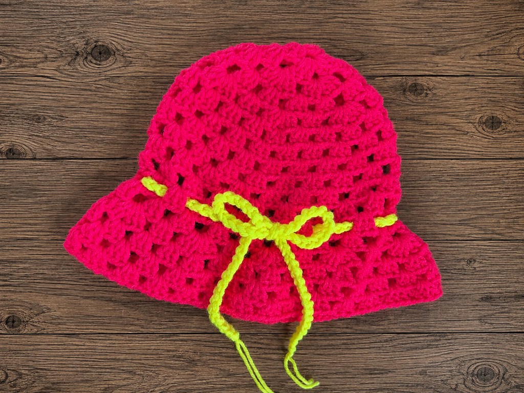 Neon Crochet Granny Square Bucket Hat