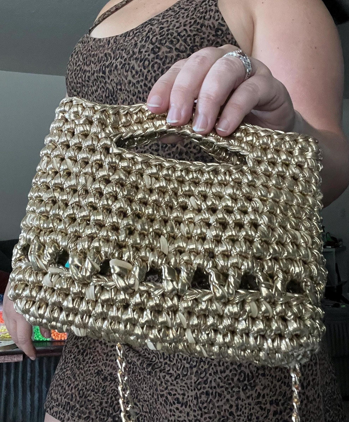 Crochet Gold Handbag | Mini Purse