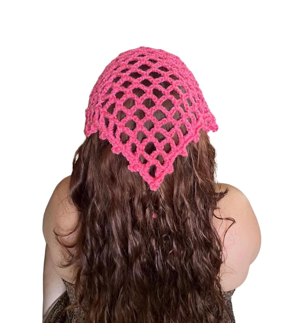 Crochet Mesh Bandana | Hot Pink