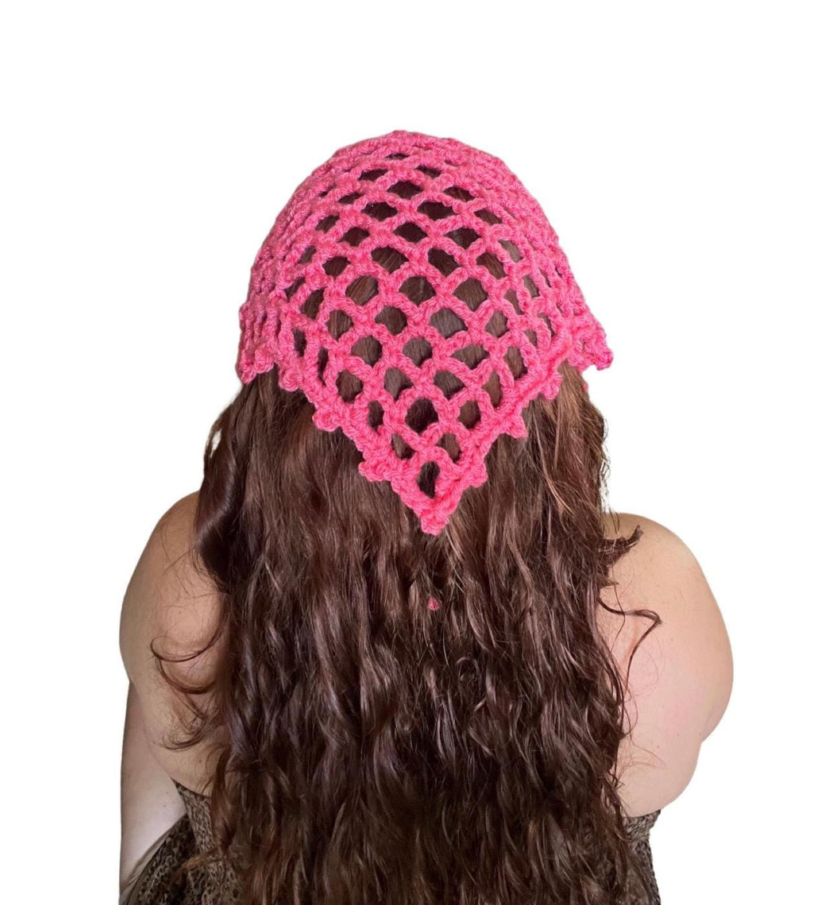 Crochet Mesh Bandana | Hot Pink