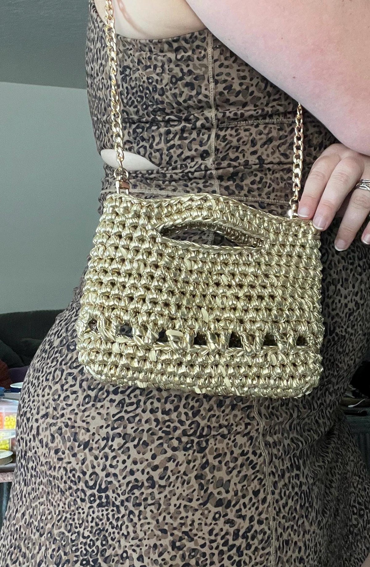 Crochet Gold Handbag | Mini Purse