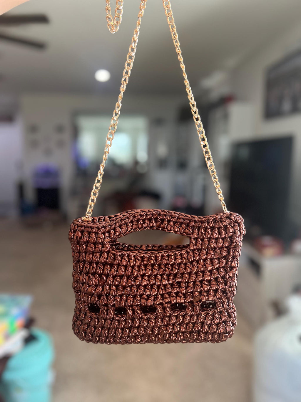 Crochet Bronze Handbag | Mini Purse