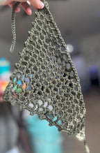 Crochet Mesh Bandana | Olive Green