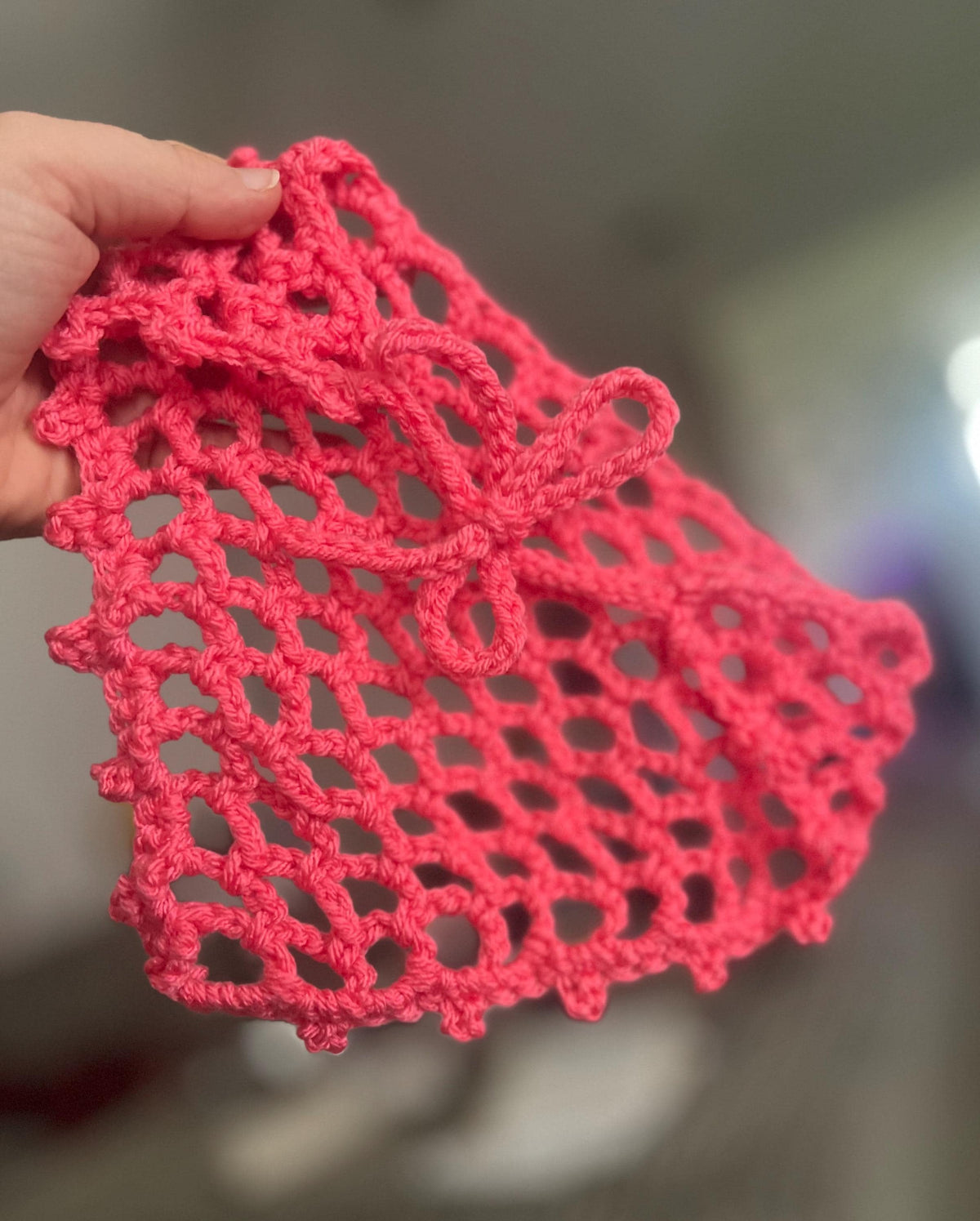 Crochet Mesh Bandana | Hot Pink