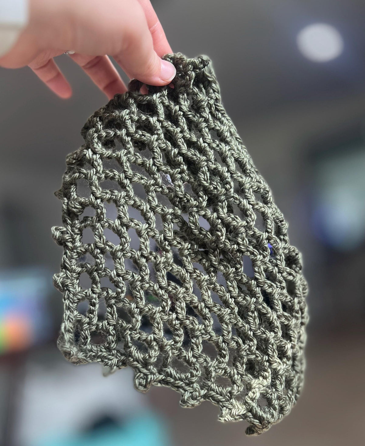 Crochet Mesh Bandana | Olive Green