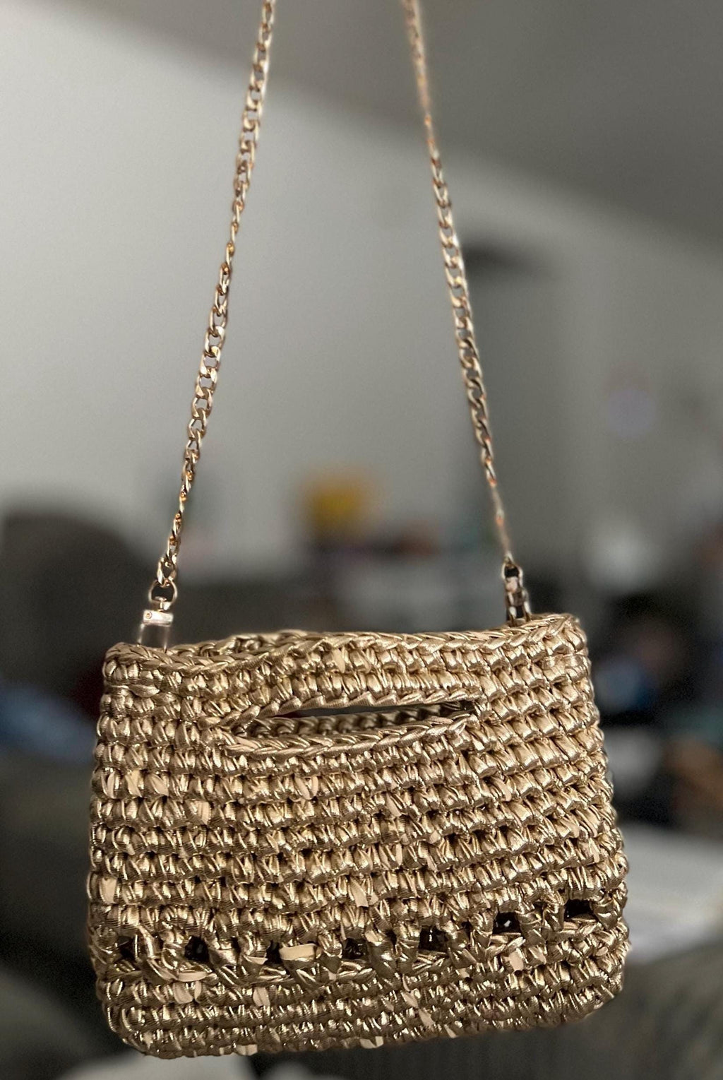 Crochet Gold Handbag | Mini Purse