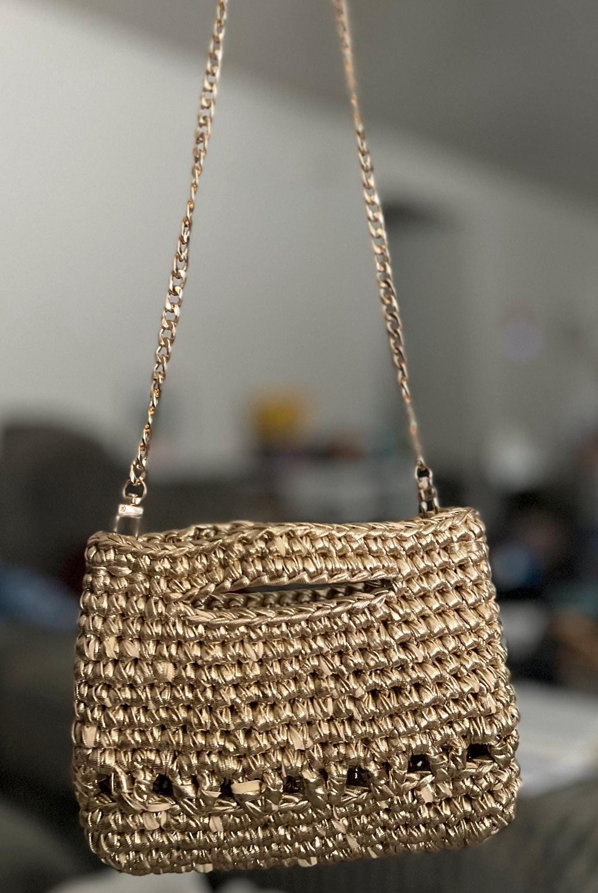 Crochet Gold Handbag | Mini Purse