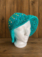 Handmade Crochet Bucket Hat | Blue | Beaded | Festival Fashion