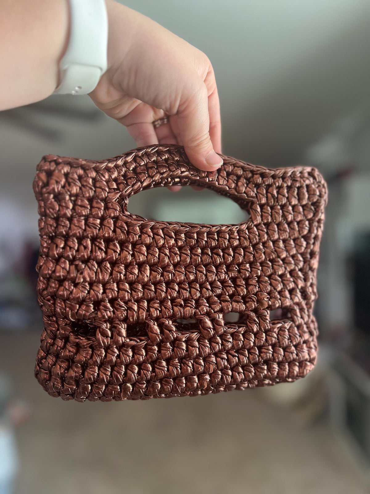Crochet Bronze Handbag | Mini Purse